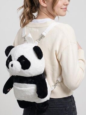 Kids Panda Plush Doll Backpack Bag New